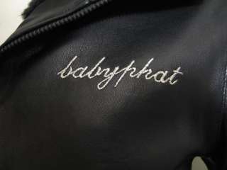 BABY PHAT REVERSIBLE LEATHER JACKET COAT, BLACK, LARGE  
