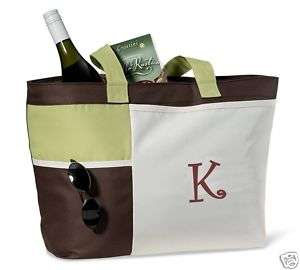 PERSONALIZED Insulated Cooler Tote Bag brown green NEW  