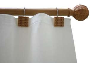 New Bamboo Shower Curtain Tension Rod & 12 Hook Set  
