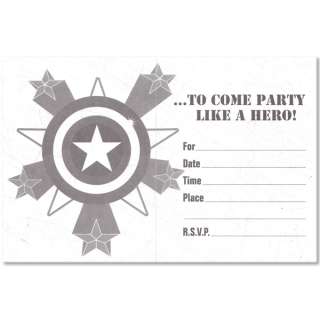 Captain America Birthday Party Invitations  