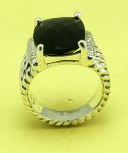David Yurman Black Onyx & Diamond Wheaton Ring Size 6  