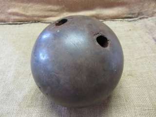   1800s Wooden Bowling Ball 2 Holes  Antique Ball Bowl Old Balls 6999