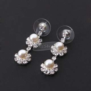   Wedding Party Bridal Jewelry Pearl Necklace Stud Earrings Set  