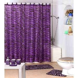  Shower Curtain Kids Jungle Safari Purple Zebra Design with 