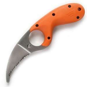 Bear Claw ER Knife, Orange Zytel Handle, Serr., Sheath