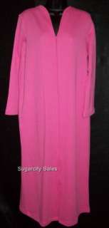 NWT CABERNET DOUBLE KNIT LONG ZIP FRONT ROBE HOT PINK S  