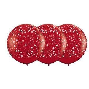  36 Inch Latex Balloons Ruby Red with Stars (Premium Helium 