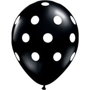  12 Black and White Polka Dot Balloons 