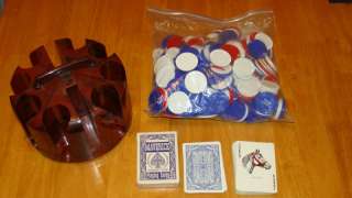 Lot of Poker Chips, Chip Holder, & Maverick Cards Boxed  