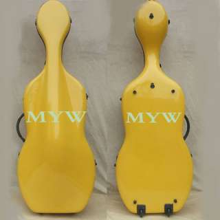 yellow 4/4 cello case l carbon fiber material wheels  