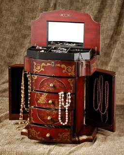 Luxurious Gifts for Mom, Jewelry Box, Ruby Chest, 4 Drawer, 2 Closets 