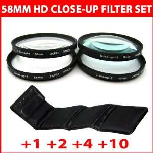 58mm Close Up Filter Set (+1, +2, +4 and +10 Diopters) Magnification 