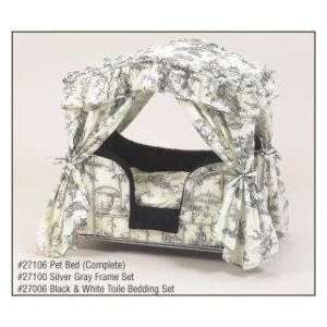    Black & White Toile Lazy Paws Designer Canopy Pet Bed