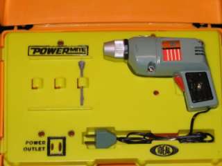 IDEAL POWERMITE MINITURE TOY DRILL IN CASE   EXCELLENT CONDITION 