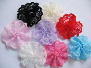 32 Lace Ribbon 2 Flower Craft Appliques Pets Bow 8 Colors RF067 