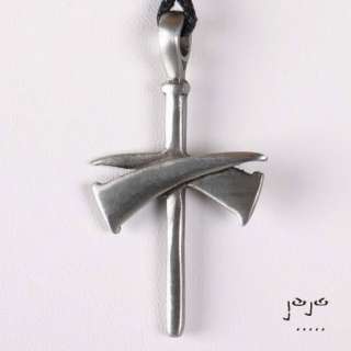 Mens Nail Cross Leather Surfer Necklace Pewter  