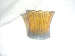 Amber Glass Toothpick Holder or Candle Cup  