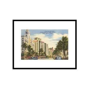 Collins Avenue, Miami Beach, Florida Places Pre Matted Poster Print 