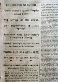 1863 Civil War newspaper w Map 1st BATTLE of the VICKSBURG CAMPAIGN 