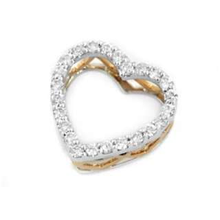 DIAMOND HEART NECKLACE PENDANT 18k WHITE & ROSE GOLD  