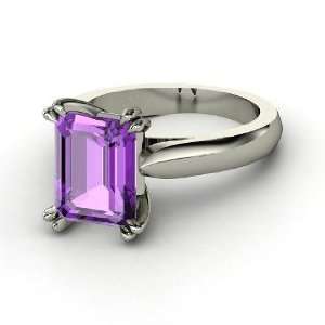  Julianne Ring, Emerald Cut Amethyst Platinum Ring Jewelry