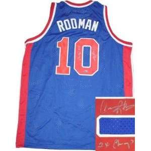  Dennis Rodman Signed Uniform   Blue Prostyle 2xCham 