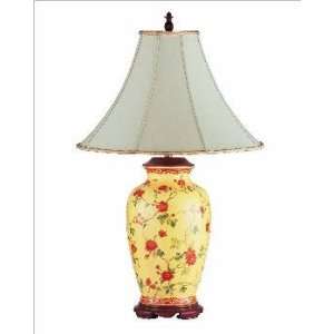   Lamp 7042 Yellow and Pink Floral Design Table Lamp