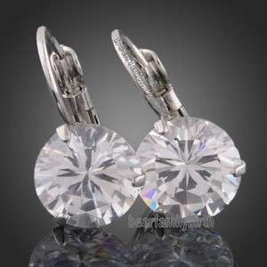 Elegant Swarovski crystal 18k white Gold Gp earrings E135  