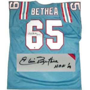 Elvin Bethea Houston Oilers Autographed Blue Jersey with HOF 03 