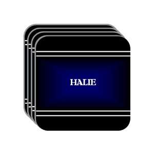Personal Name Gift   HALIE Set of 4 Mini Mousepad Coasters (black 