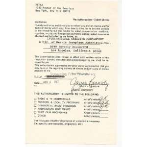 JAYNE KENNEDY HAND SIGNED DOCUMENT 1977