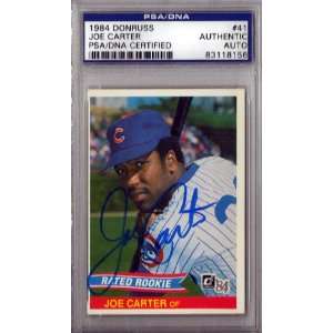 Joe Carter Autographed 1984 Donruss RC Card PSA/DNA Slabbed #83118156