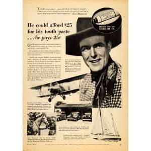  1936 Ad Listerine Toothpaste Ken Maynard Airplane Horse 