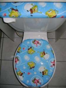 Sponge Bob Blue Patrick Jellyfish FABRIC Toilet Seat Cover Set  