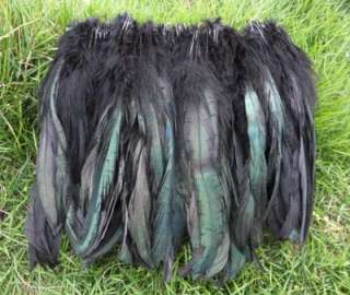 100pcs Black Over Badger Saddle Rooster Feathers  
