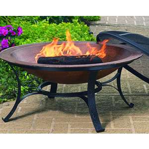 Wrought Iron & Copper Wood Burning Fire Pit  