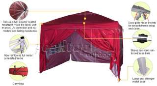 Peaktop 10x10 EZ Pop Up Party Tent Canopy Gazebo Red 4 Walls With Free 