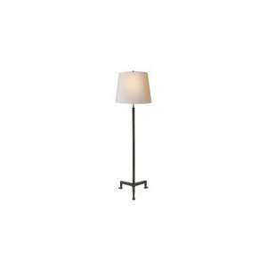 Thomas OBrien Parish Floor Lamp in Aged Iron with Natural Paper Shade 