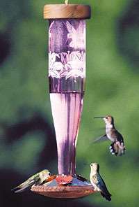 SCHRODT DECORATIVE GLASS HUMMINGBIRD LANTERN FEEDER  