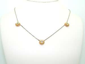New 14kt Yellow White Gold Diamond Flower Necklace  