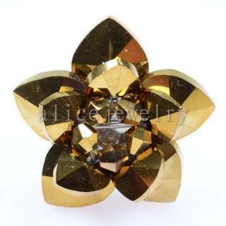 Size7 9.5 Golden Quartz Faceted Flower Ring 36mm GR008  