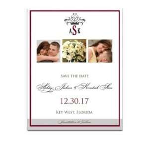    150 Save the Date Cards   Monogram Dove Grey Crown