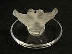 LALIQUE CRYSTAL TWO LOVEBIRDS RING OR PIN TRAY SIGNED  