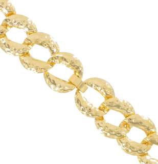   Necklace Big Chunky Yellow Gold Tone Chain Hammered Link Collar  