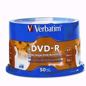  Verbatim White Inkjet Hub Printable 16X DVD R Media 50 