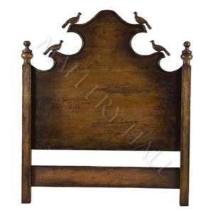 Solid Wood Hand Carved Head Board King Queen Birds  