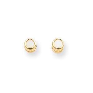  14k 4mm Bezel October/Opal Post Earrings Jewelry