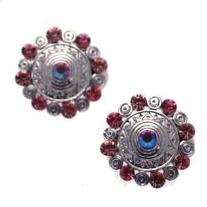  Gweniera Silver Pink Crystal Clip On Earrings Jewelry