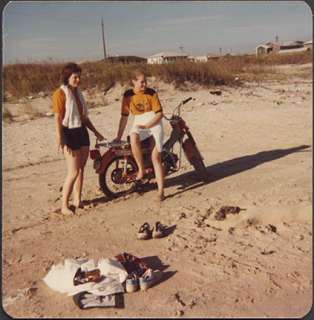 Photo Girls w/ 1960s Honda Motorcycle Dirt Bike 364379  