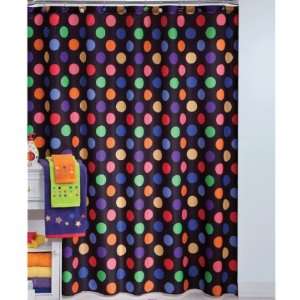 Black Zany Dot Fabric Shower Curtain: Home & Kitchen